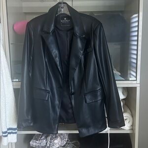 Black Faux Leather Blazer. Bagatelle collection